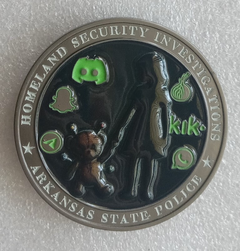 HOME LAND SECURITY ARKANSAS STATE POLICE CHILDREN INTERNET CRIMES CHALLENGE COIN