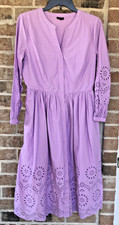 NWT Talbots Placed Eyelet Midi Shirtdress Womens 8 Fit & Flare Wisteria Lavender