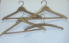 Four Vintage Wooden Coat/Suit/Clothes Hangers With Hotel Advertising