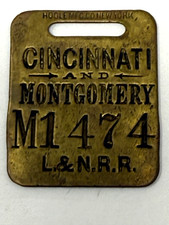 brass baggage check Cincinnati & Montgomery L&NRR Hoole Mfg Co