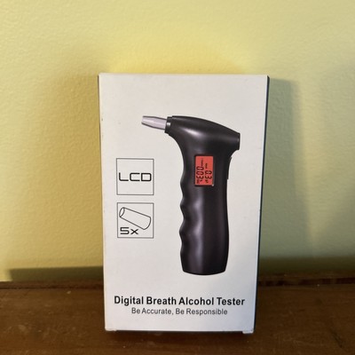 DIGITAL BREATH ALCOHOL BREATH TESTER WITH AUDIBLE ALERT - 5 MOUTHPIECES - NEW