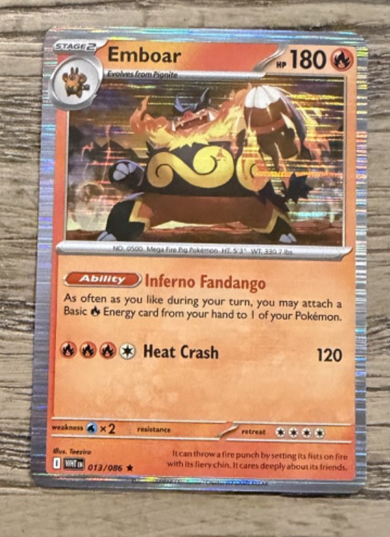 Emboar White Flare #13/86 Holo Rare Pokemon TCG