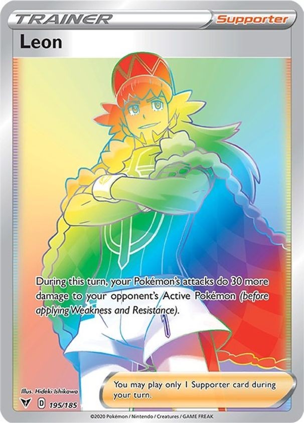 Leon - 195/185 - Pokemon Vivid Voltage Sword & Shield Secret Rare Card NM