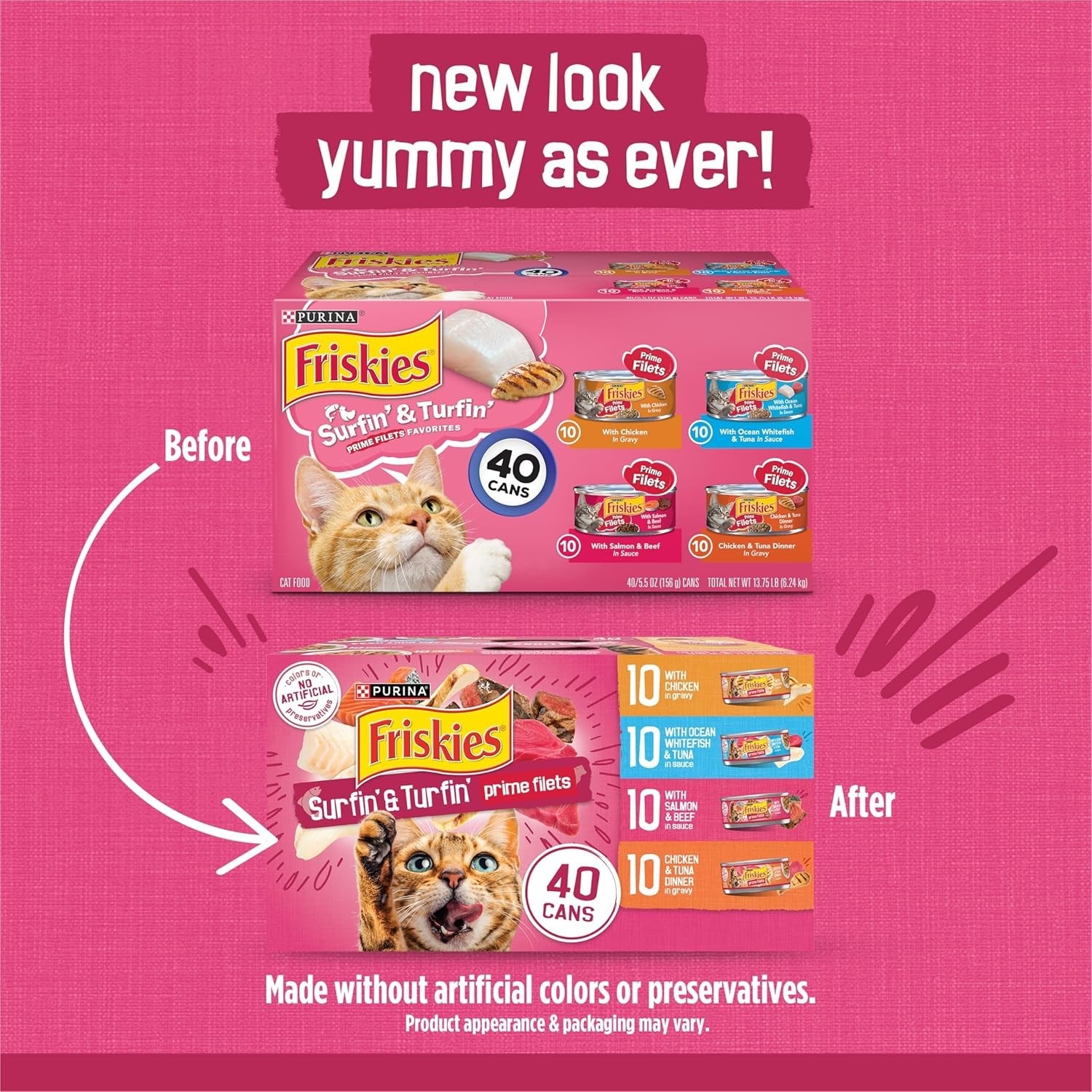 Purina Friskies Gravy Wet Cat Food Variety Pack, Surfin&rsquo; Turfin&rsquo; Pack of 40)