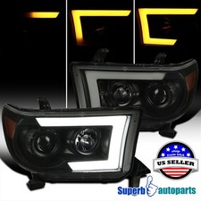 Fit 2007-2013 Tundra Smoke Led Sequential Switchback Signal Projector Headlights