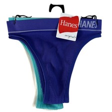 3 Pairs Hanes Originals Thong Underwear Women's Size S/CH Comfort Stretch Ribbed