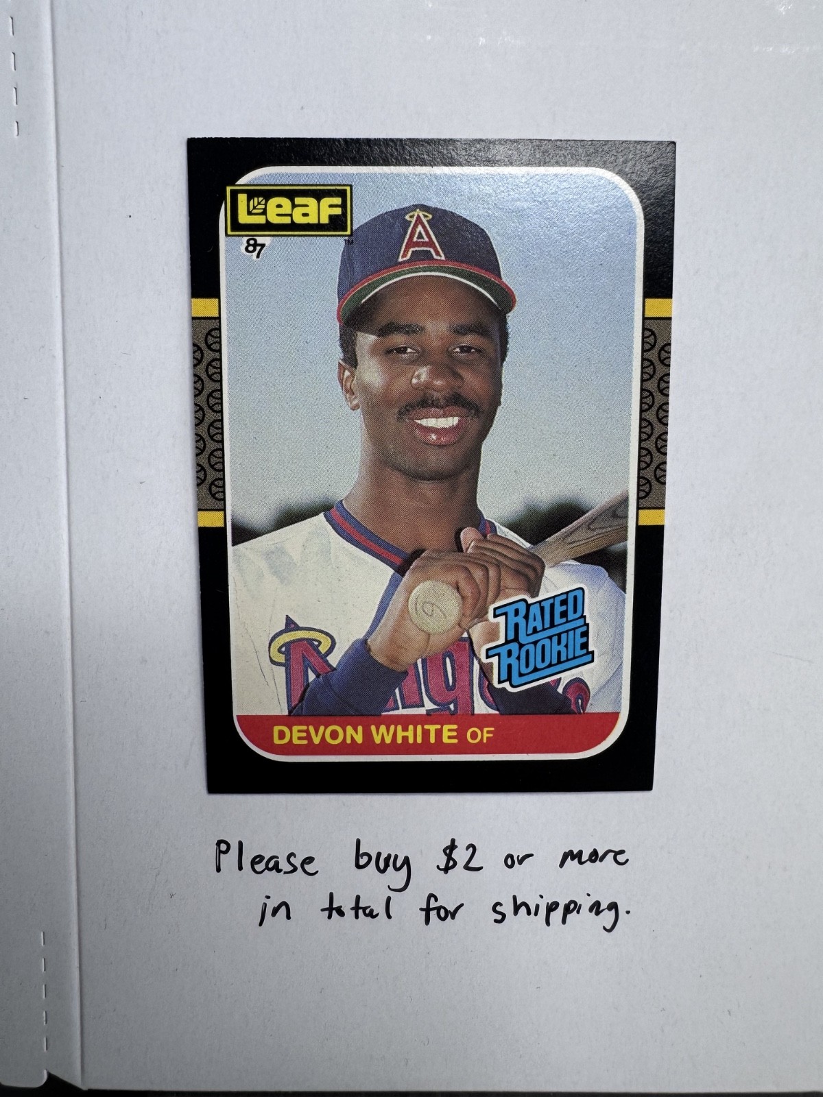 1987 Donruss Leaf - Rated Rookie Devon White #38 (RC) ROOKIE Angels 