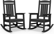 SERWALL Oversized HDPE Outdoor Rocking Chair Set of 2, Patio Rocking Chairs, All