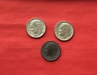 (3) 1960's Roosevelt Dime 10c - 90% Silver US Dime 10 Cent Red Lot 5