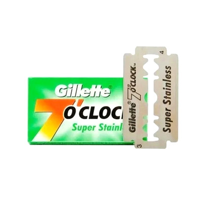 200 PC 7 o'clock Gillette Super Stainless DE Razorking Shaving Blades (Green)!