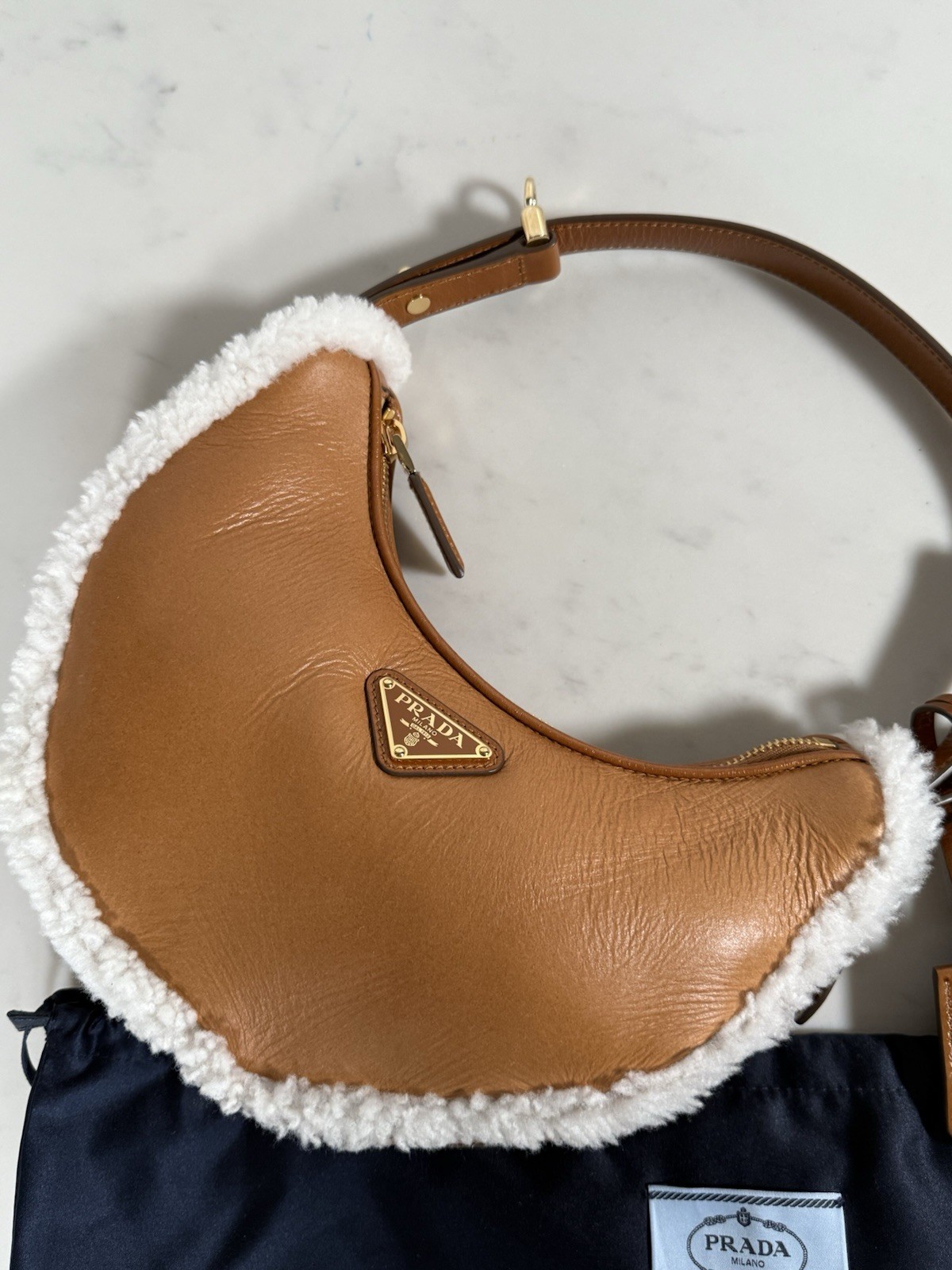 Authentic Prada Arqué Shearling Small Crossbody B… - image 4