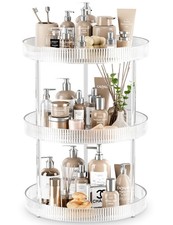 3 Tier Lazy Susan Bathroom Countertop Organizer, 360 Clear Rotating Makeup