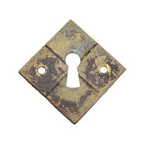 SINGLE Vintage Ornate Brass Skeleton Key hole Escutcheon Salvage 1 1/4" x1 1/4"