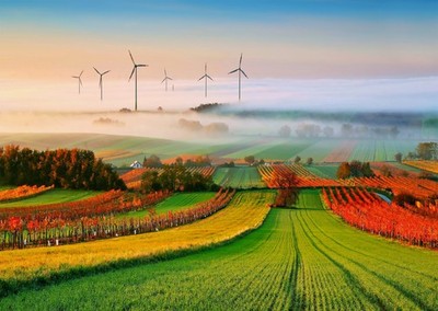 Lebendige Landschafts-Windmühlen-Wandkunst für Heimdekoration Beeindru