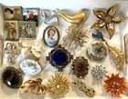 Curated 22 Pc VINTAGE MCM Brooch Costume Jewelry Lot ALL SIGNED!