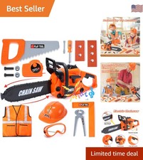 Realistic Toy Chainsaw Set for Kids - STEM Tool Play Kit with Helmet  Goggles