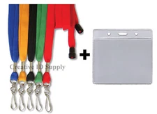 LANYARD-Lot of 10 Breakaway Strap ID Lanyards + 10 ID Badge Holders