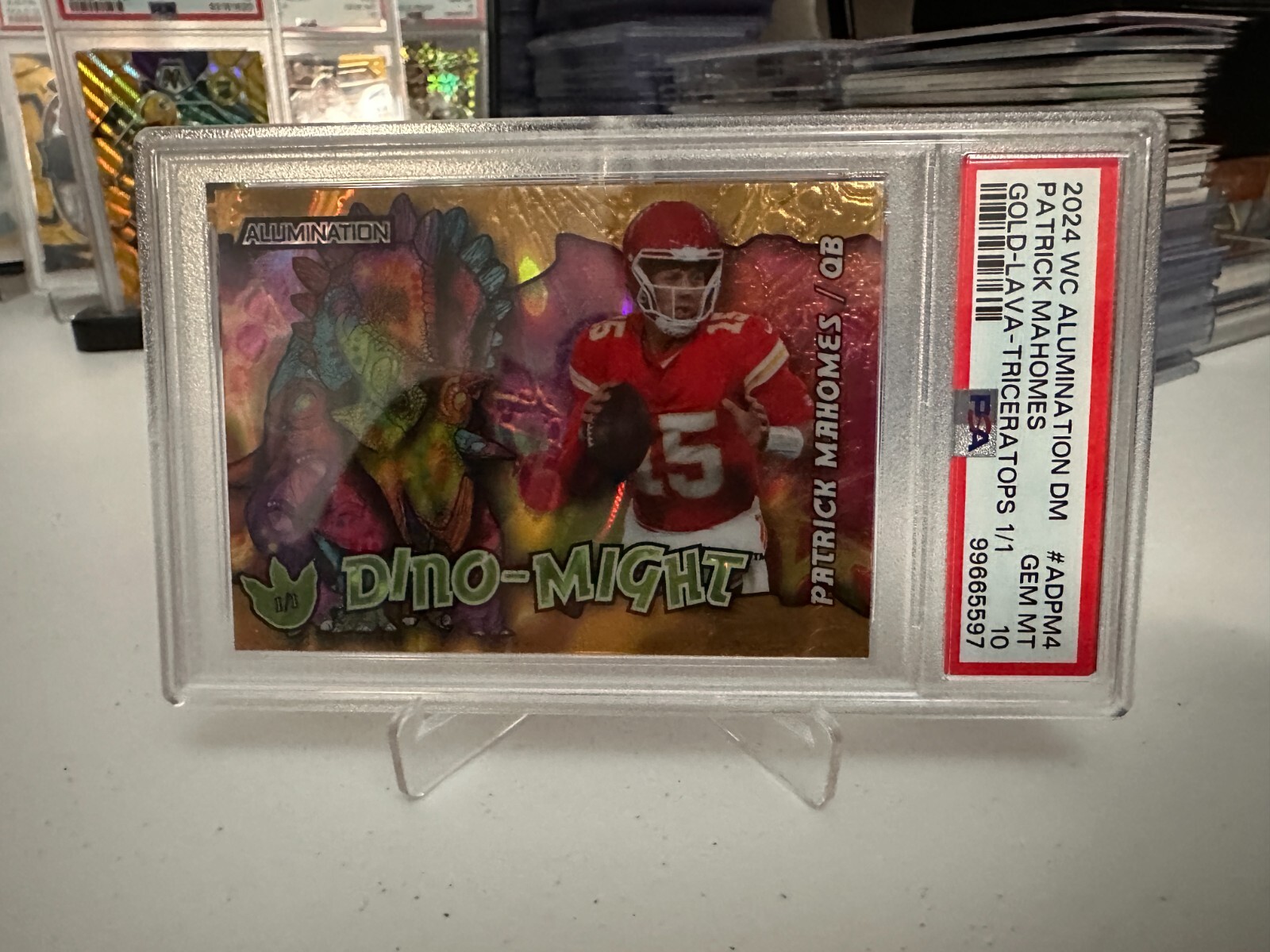 2024 WC Alumination DM Patrick Mahomes Gold Lava-Triceratops 1/1 PSA 10 ...