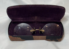 Antique Stevens Eyeglasses Gold Filled Pince - Nez Nose Pincher In Case