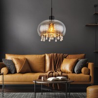 Pendelleuchte HäNgeleuchte Esszimmerleuchte Deckenlampe Glaskristalle D 28 Cm