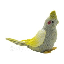 Fait Main Maison de Poupées Miniature Gris Calopsitte Avec Jaune Couronne