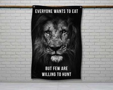 Motivational Lion Gym Flag - Fitness Wall Decor Banner