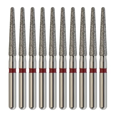 Dental Diamond Burs FG 850/016F Round End Taper Fine Grit Red High Speed Dia Bur
