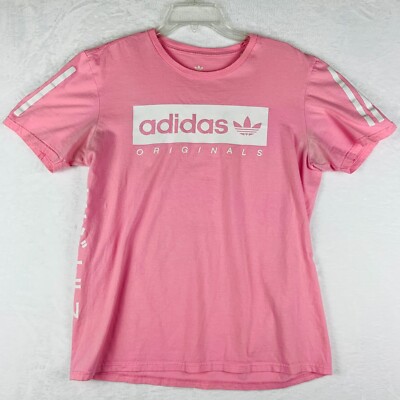 Adidas Originals T Shirt Womens Size M Japanese Script Pink White