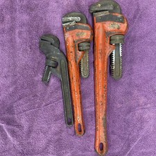 Lot of 3 Ridgid Pipe Heavy Duty Wrenches 18” 14” 10" Elyria Ohio USA Made