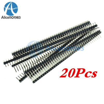 20Pcs 40Pin 2.54mm Single Row Right Angle Pin Header Strip for Arduino kit AL
