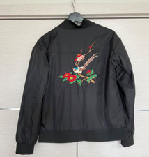 Na-kd Emboidery Blackbomber Jacket With Flower Print In Size 36