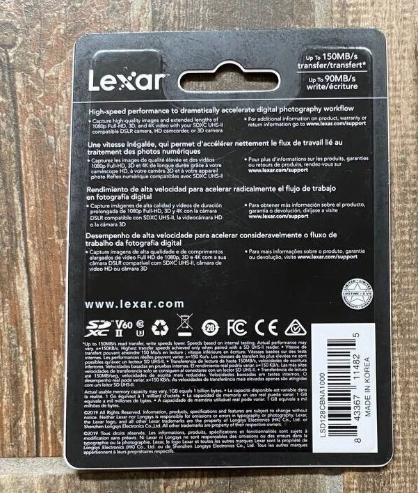 Lexar Professional 128GB 1000x 150MB/s SDXC SD Memory Card 4K UHS-II U3 CLASS 10 - Image 4 of 4