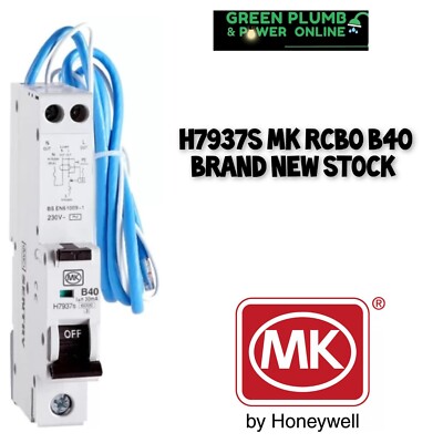 MK Sentry 40amp RCBO H7937s Typ B AC 40A 30MA Sgl Modul 40 Amp 7937s