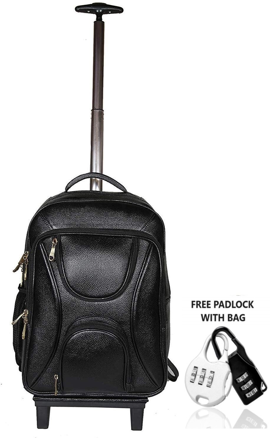 MOCHILA DE CUERO REAL DE GRANO SUPERIOR TROLLEY ESTUCHE DE VIAJE CON RUEDAS CABINA CHECKIN BACKPAC