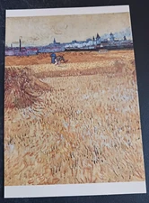 vtg postcard art Vincent Van Gogh - Les Moissonneurs harvesters painting