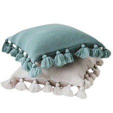Throw Pillow Case Cushion Cover Tassel Fringe Knitted Cotton Sofa Bed Home Decor