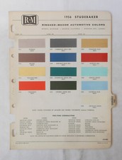 1956 Studebaker R-m Color Paint Chip Chart All Models Original