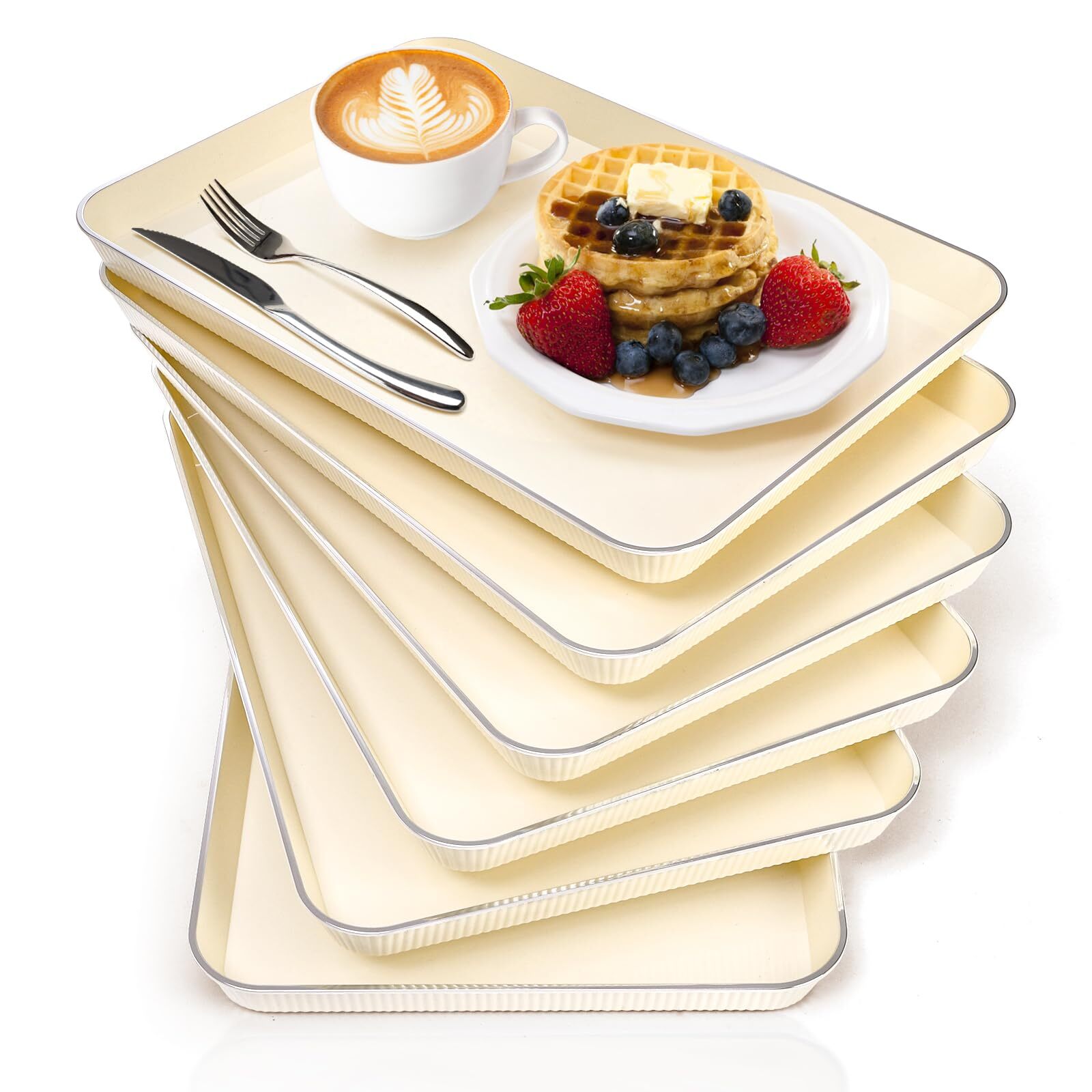 ZOOFOX 6-Pack 14x10 Inch Plastic Fast Food Trays for Cafeteria Restaurants Schools  
