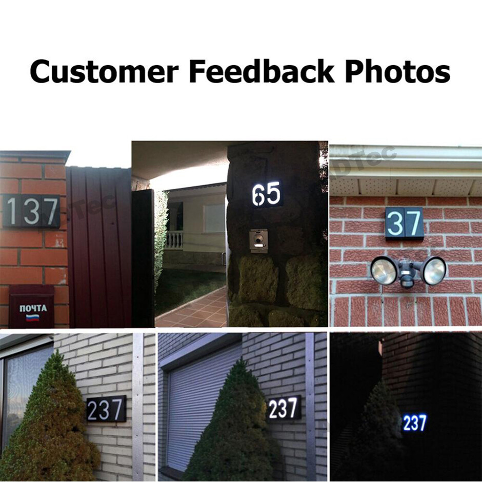 Solar Power House Number LED Lights Hotel Door Address Digits Plate