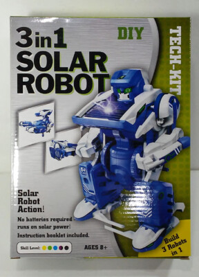In Solar Robot DIY Tech-Kit Blue White Assembly New UK