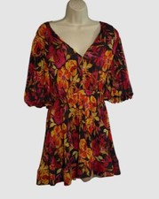 450 Milly Women's Red Pleated Floral-Print Mini Dress Size 10