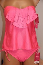 NWT Hula Honey Swimsuit Bikini Tankini 2pc set Sz S Bandeau Pink