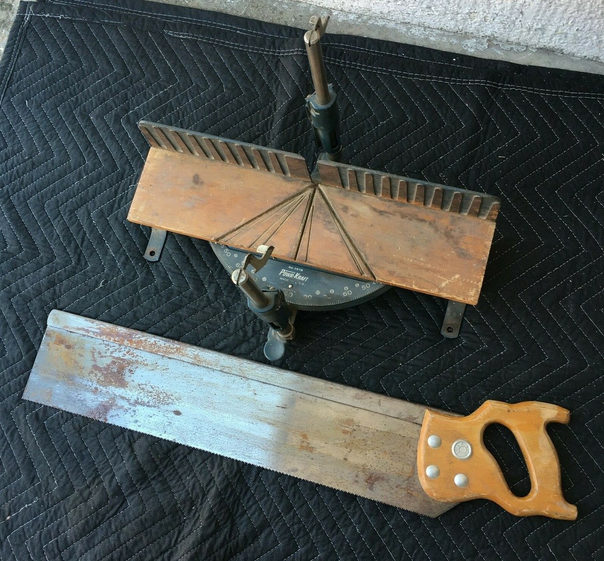 Vintage Wards Powr Kraft Miter Box w/ Saw Model 84-3978 USA