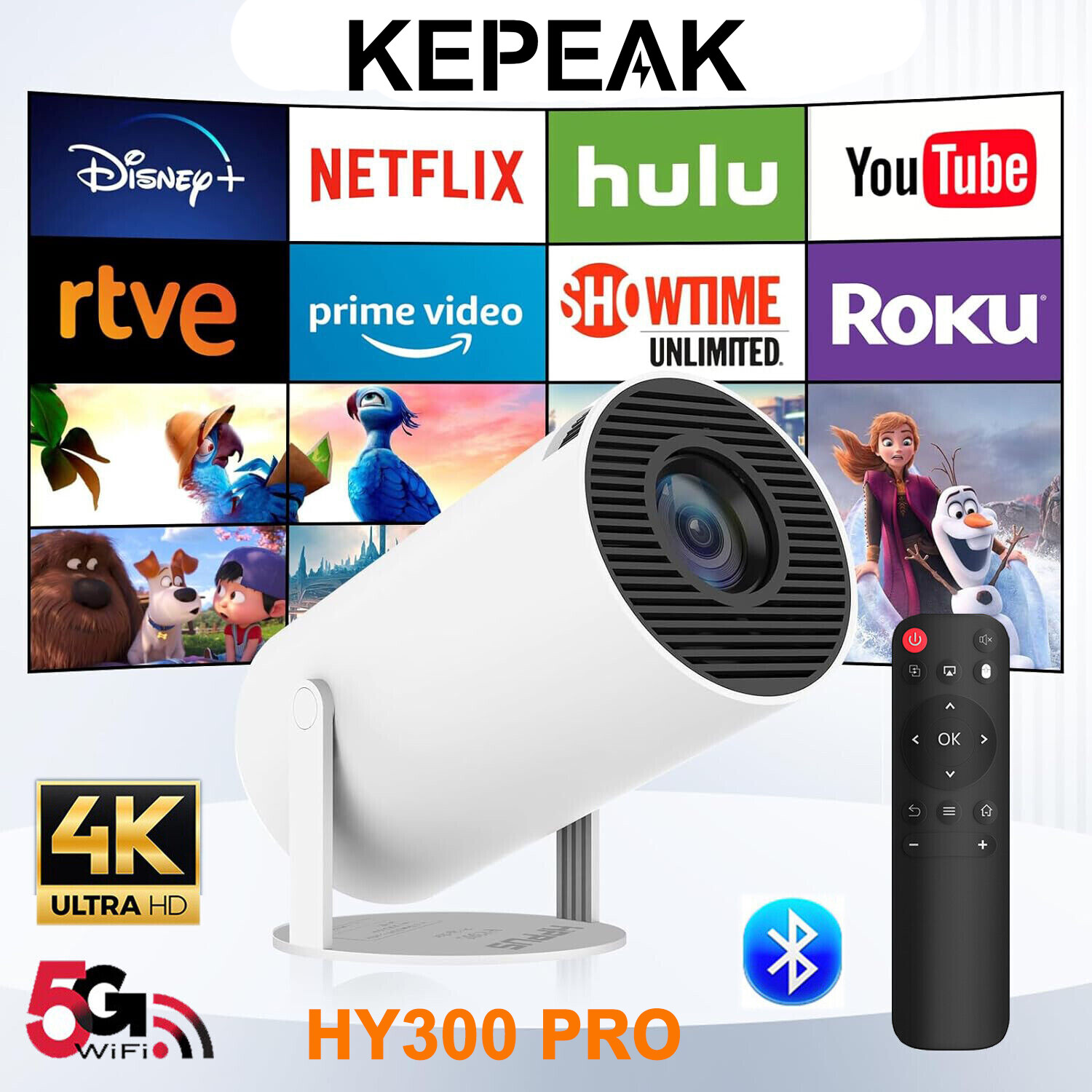 4K Mini Projector 10000 Lumen LED 1080P WiFi Bluetooth UHD Portable Home Theater-image