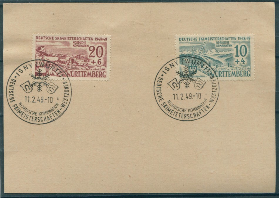 Frz. Zone - Württemberg 38/39 ISNY Gest. Luxury Letter Piece FDC 110 EUR