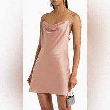 Alice + Olivia Harmony Draped Satin Crepe Mini Dress Rose Size 4