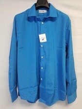 Men's Beverly Hills Polo Blue Bright Blue Button Down Dress Shirt Sz 16-161/2 L