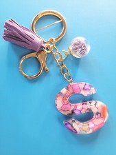 KEYRING S Purple Pink Key Chain Tassel Bag Charm Keyring Purple New A100