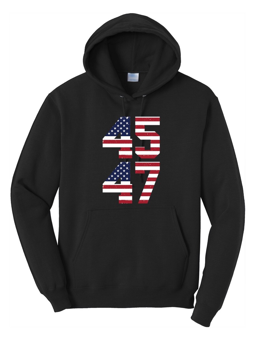 Trump 45 47 2024 Election Black Hoodie Sweatshirt MAGA