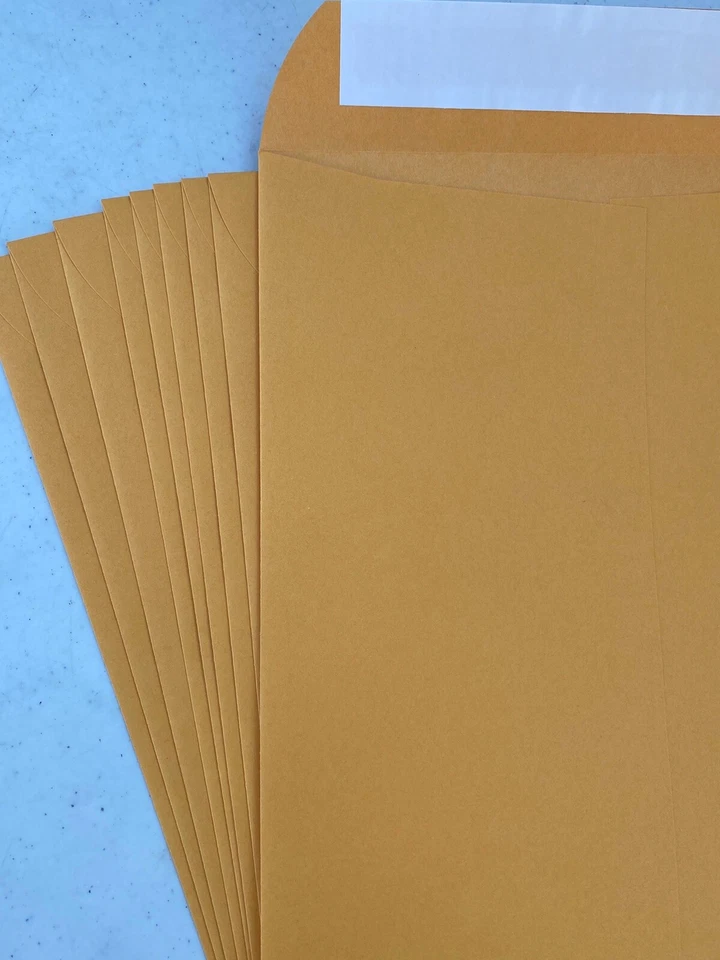 10 Kraft 9 x 12 Catalog Mailing Envelopes Brown Self Seal Mailers  9”x12" Manila - Image 2 of 4